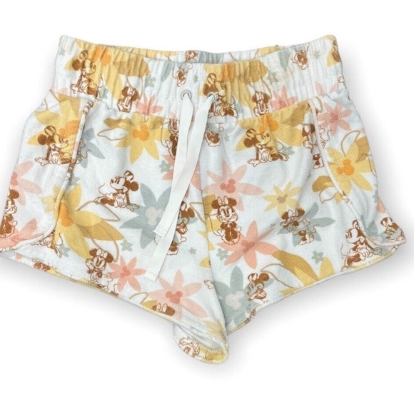 Disney Minnie Mouse Knit Shorts Women’s 3X Tropical Floral Terry Cloth NWT - Picture 1 of 6